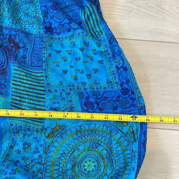 Scarlett Paisley Patchwork Maxi Dress Button Front Sleeveless Blue Size 14 - Picture 7 of 8